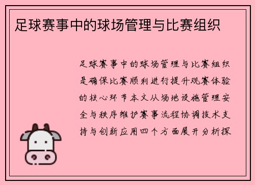 足球赛事中的球场管理与比赛组织